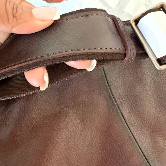 Men's Brown Leather Sling Belt Bag - Picture 5 of 6